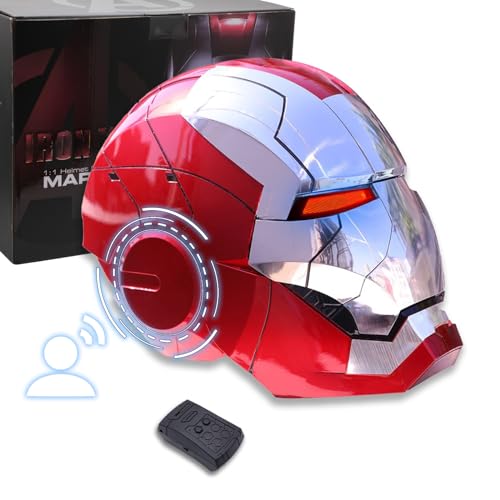 Tarrshiney Javis Cool Mark 5 Helmet Silver Voice Control/Sensing/Remote Control Open/Close with Sounds & LED Eyes Light Up Super Hero 1:1 Model Cosplay Prop for Halloween Christmas and Birthday. - Image 1