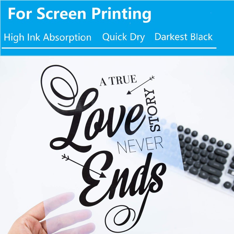 A-SUB 8.5x11 Inch Waterproof Inkjet Transparency Film for Silk Screen Printing 100 Sheets - Image 2