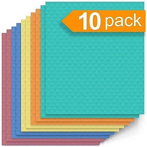 Shopfleet Reusable Cleaning Cellulose Sponge Cloths Absorbent Wipes Clean Kitchen Car Dish Eco-Friendly Dishcloth Hand Auto Cleaning Wipes (Pack of 10) - Image 1