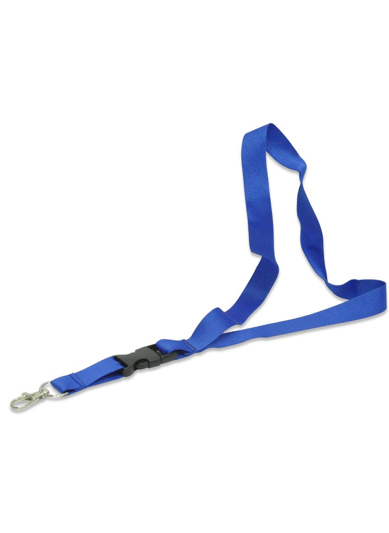 FIS Pack of 50 Pieces Flat Lanyard With Hook And Safety Buckle Badge Holder Blue  - Image 1