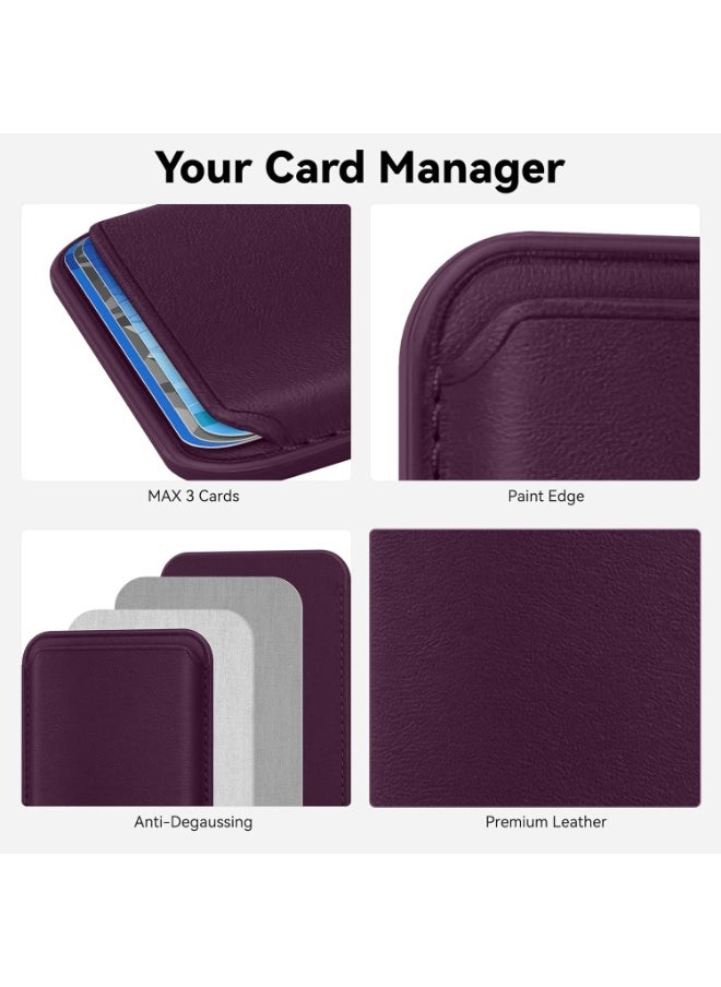 Generic - Magnetic Card Holder Phone Wallet for iPhone 16/15/14/13/12 Series with Magsafe, Wallet for iPhone 16 15 14 Pro Max Plus Series, Mag Safe 3 Wallet for iPhone 13 12 Pro Max Mini Series (Cherry Red) - Image 1