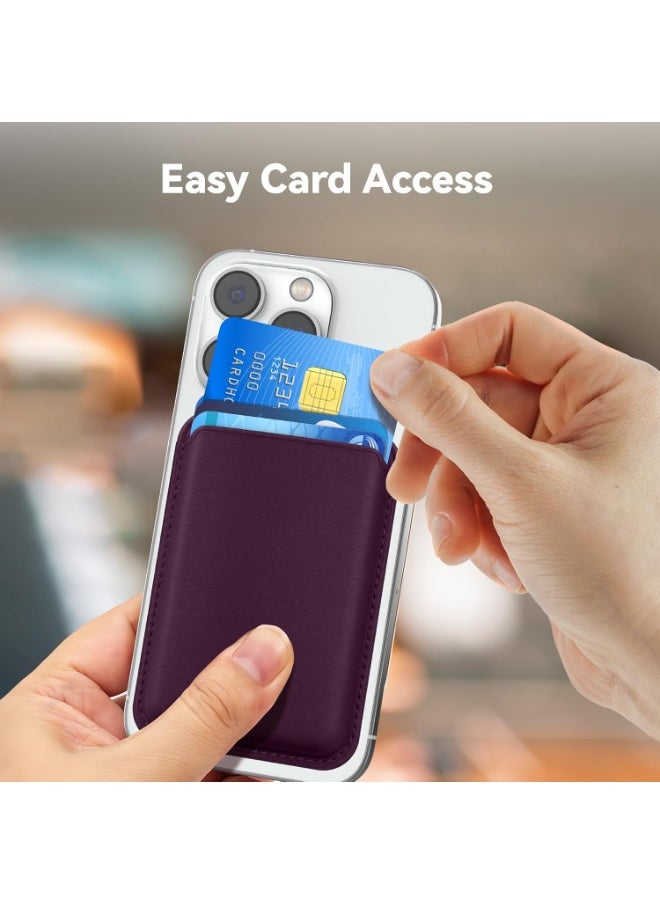 Generic - Magnetic Card Holder Phone Wallet for iPhone 16/15/14/13/12 Series with Magsafe, Wallet for iPhone 16 15 14 Pro Max Plus Series, Mag Safe 3 Wallet for iPhone 13 12 Pro Max Mini Series (Cherry Red) - Image 1