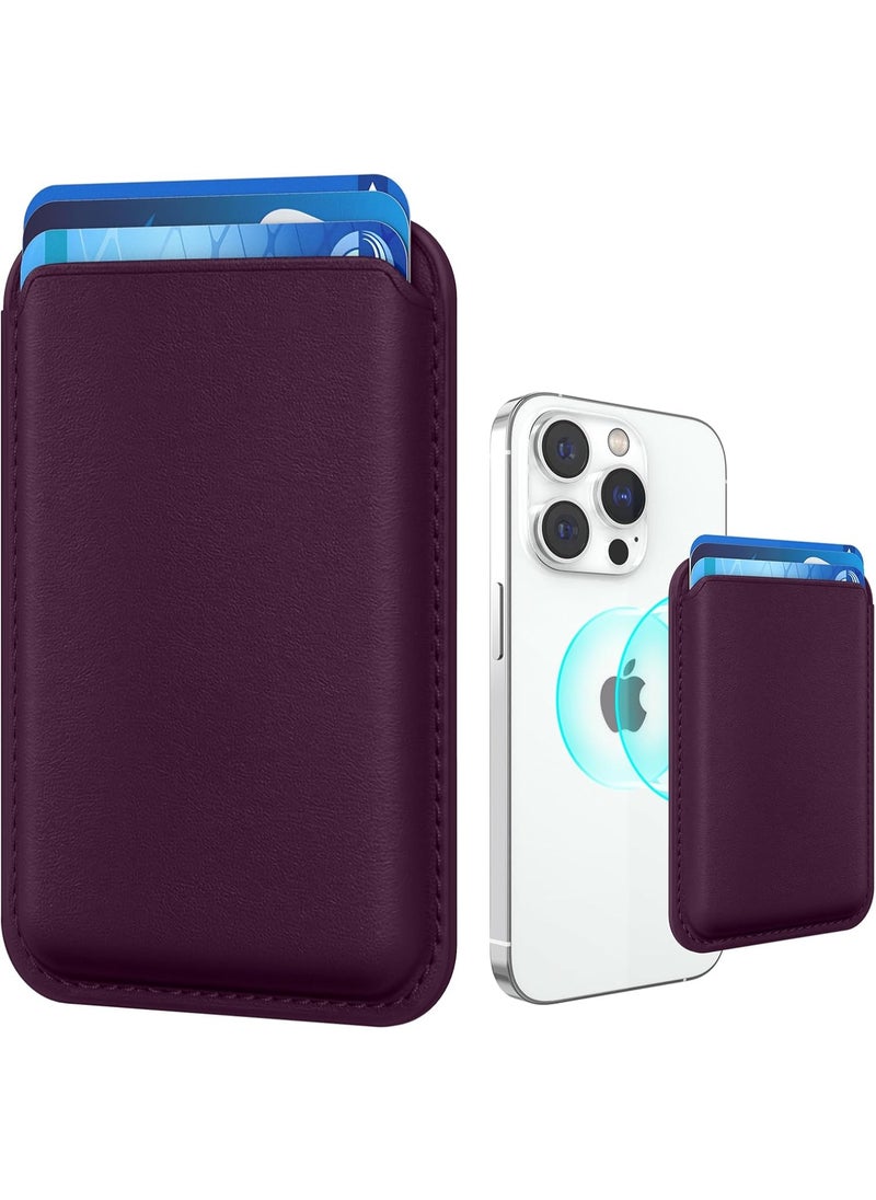 Generic - Magnetic Card Holder Phone Wallet for iPhone 16/15/14/13/12 Series with Magsafe, Wallet for iPhone 16 15 14 Pro Max Plus Series, Mag Safe 3 Wallet for iPhone 13 12 Pro Max Mini Series (Cherry Red) - Image 1