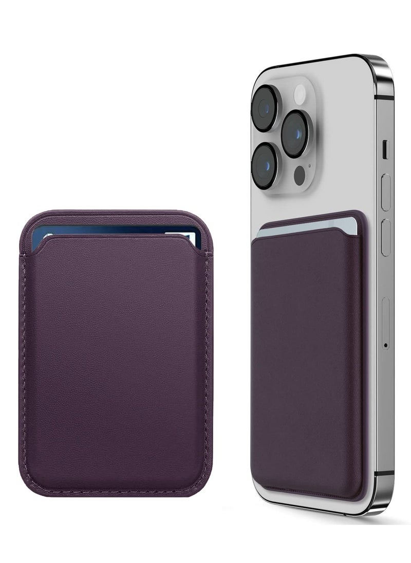 Generic - Magnetic Card Holder Phone Wallet for iPhone 16/15/14/13/12 Series with Magsafe, Wallet for iPhone 16 15 14 Pro Max Plus Series, Mag Safe 3 Wallet for iPhone 13 12 Pro Max Mini Series (Cherry Red) - Image 1