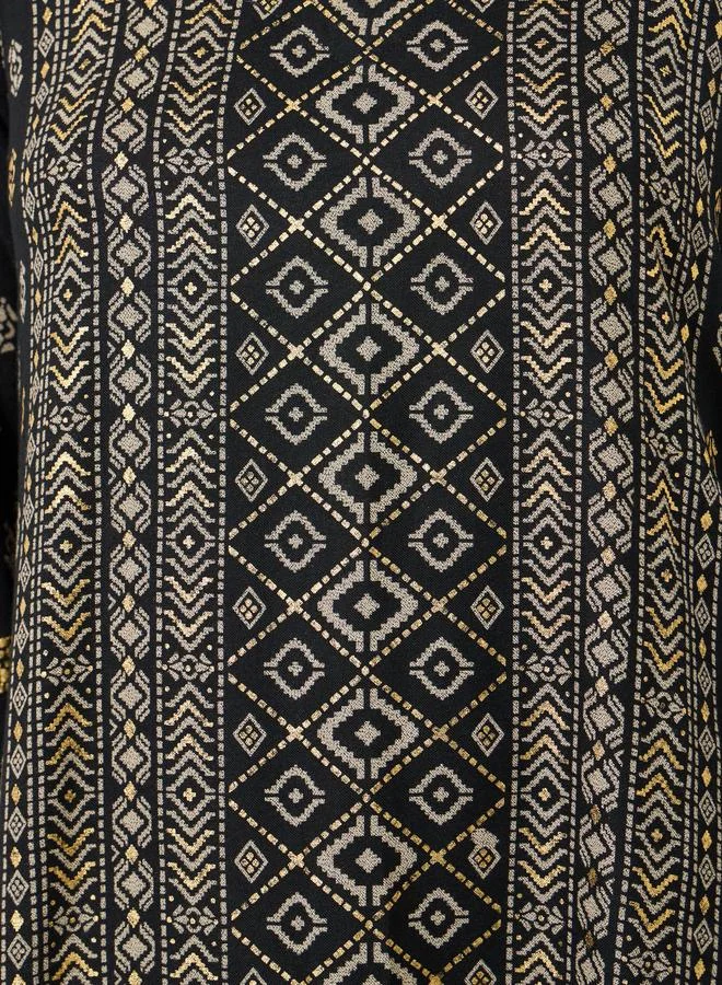 Amirah  Black Foil Printed A-Line Jalabiya for Women | Best Price UAE