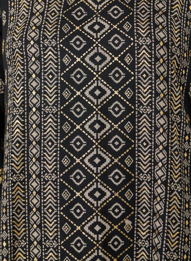 Amirah Black Foil Printed A-Line Jalabiya - Image 4