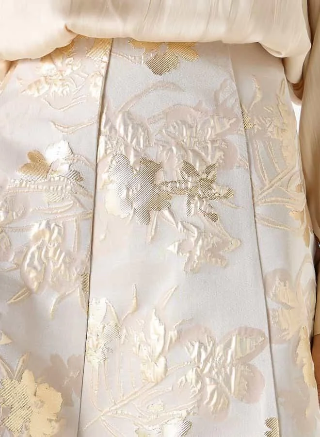 Iconic Floral Detail Midi A-line Skirt