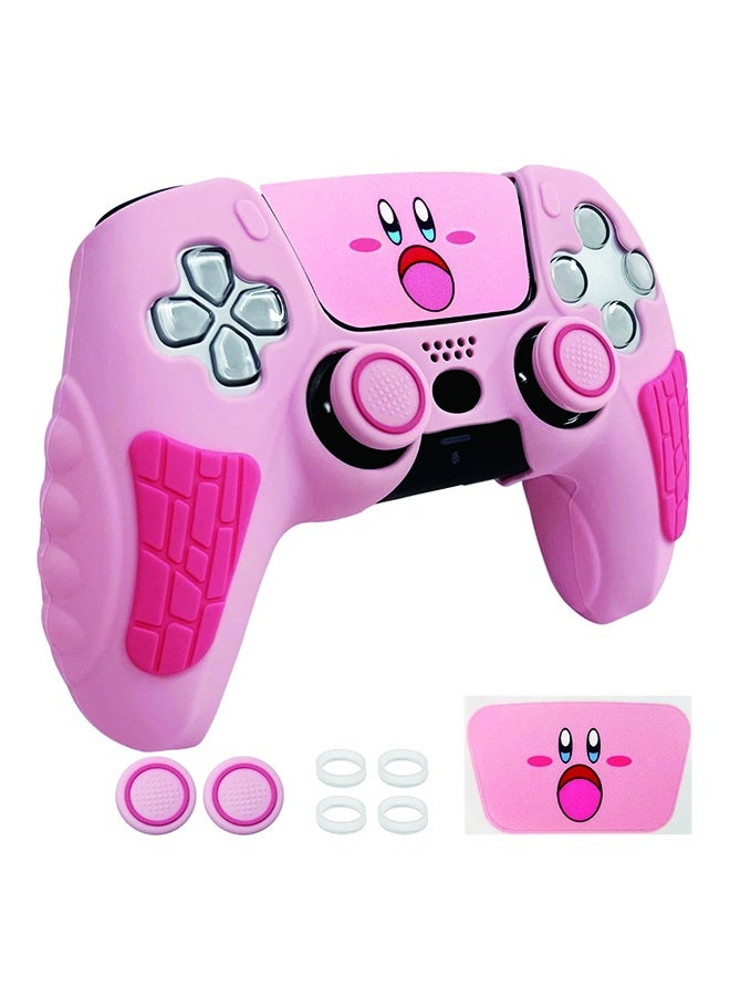 مجموعة غطاء حماية ناعم لوحدة تحكم بلاي ستيشن 5 اللاسلكية من زاينرو باللون الوردي، مع ملصقات لوحة اللمس وغطائين لمقبض الإبهام - Image 1