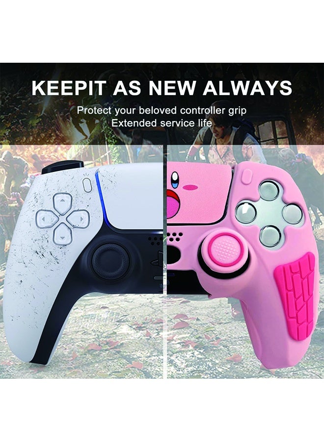 مجموعة غطاء حماية ناعم لوحدة تحكم بلاي ستيشن 5 اللاسلكية من زاينرو باللون الوردي، مع ملصقات لوحة اللمس وغطائين لمقبض الإبهام - Image 5