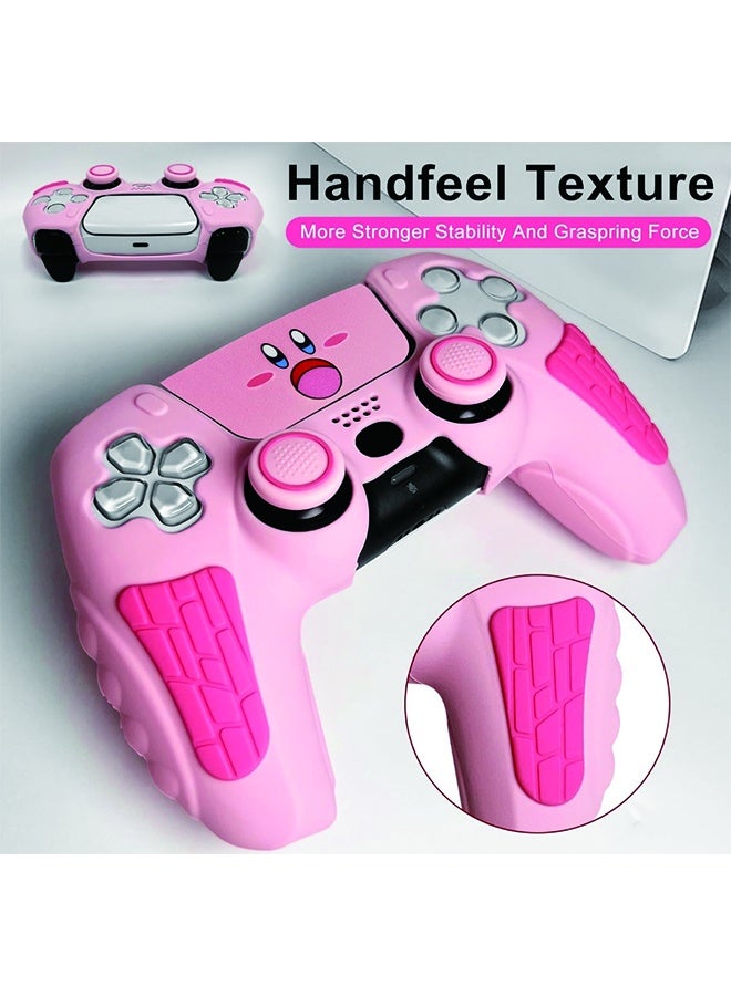 مجموعة غطاء حماية ناعم لوحدة تحكم بلاي ستيشن 5 اللاسلكية من زاينرو باللون الوردي، مع ملصقات لوحة اللمس وغطائين لمقبض الإبهام - Image 4