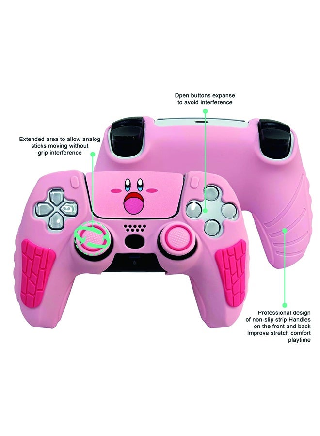 مجموعة غطاء حماية ناعم لوحدة تحكم بلاي ستيشن 5 اللاسلكية من زاينرو باللون الوردي، مع ملصقات لوحة اللمس وغطائين لمقبض الإبهام - Image 3