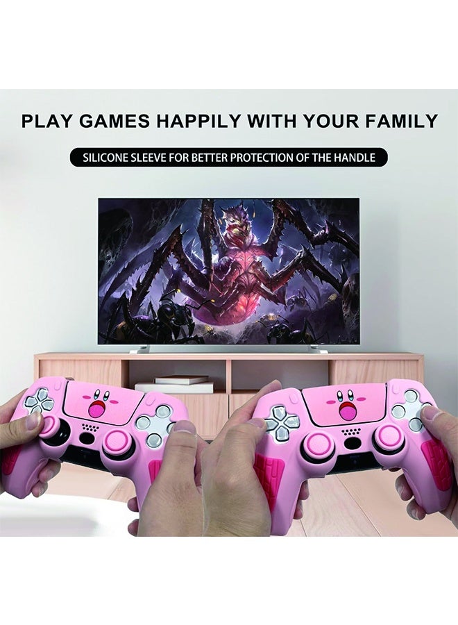 مجموعة غطاء حماية ناعم لوحدة تحكم بلاي ستيشن 5 اللاسلكية من زاينرو باللون الوردي، مع ملصقات لوحة اللمس وغطائين لمقبض الإبهام - Image 2