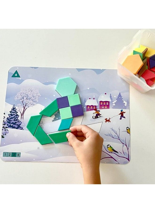 hand2mind - Seasons And Weather Pattern Block Puzzle Set Tangram Puzzle Geometric Shapes For Kids Pattern Blocks Cards Pattern Play Toddler Battern Blocks Kindergarten Learning Activities - Image 1
