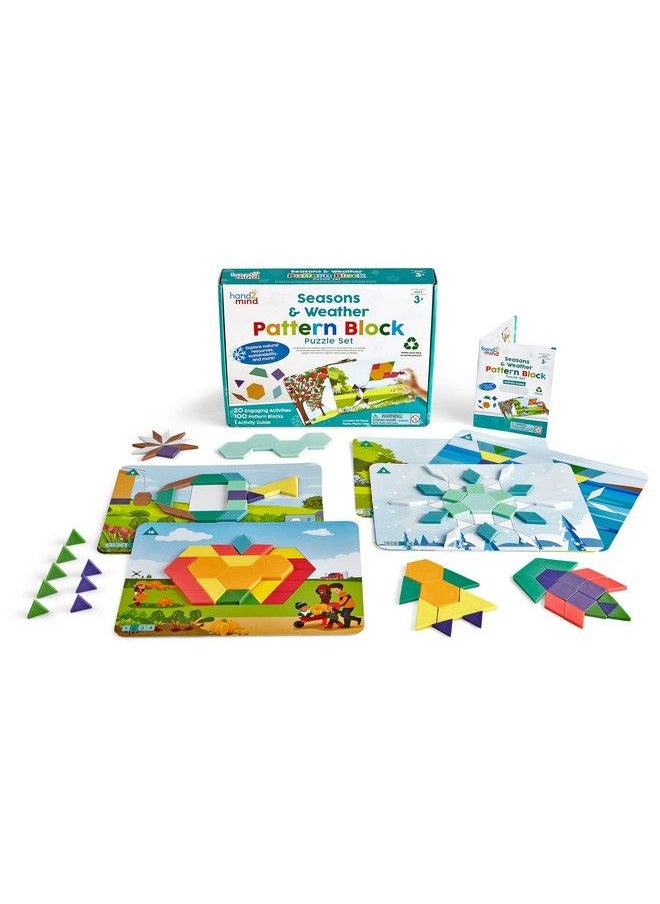 hand2mind Seasons And Weather Pattern Block Puzzle Set Tangram Puzzle Geometric Shapes For Kids Pattern Blocks Cards Pattern Play Toddler Battern Blocks Kindergarten Learning Activities  - Image 2