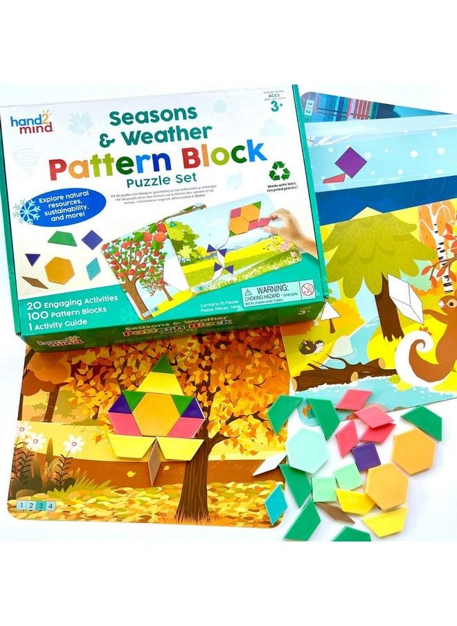 hand2mind Seasons And Weather Pattern Block Puzzle Set Tangram Puzzle Geometric Shapes For Kids Pattern Blocks Cards Pattern Play Toddler Battern Blocks Kindergarten Learning Activities  - Image 4