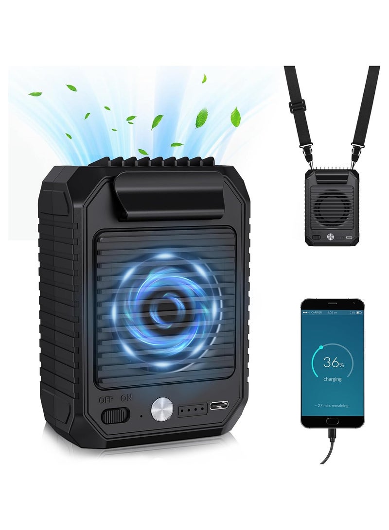Captaintech Portable Waist Clip Fan with 10000mAh Battery, Hands-free Cooling Fan with Up to 24H Runtime, 3 Speed Settings, 6500RPM Strong Airflow, Wearable Personal Fan for Outdoor Use. - Image 1