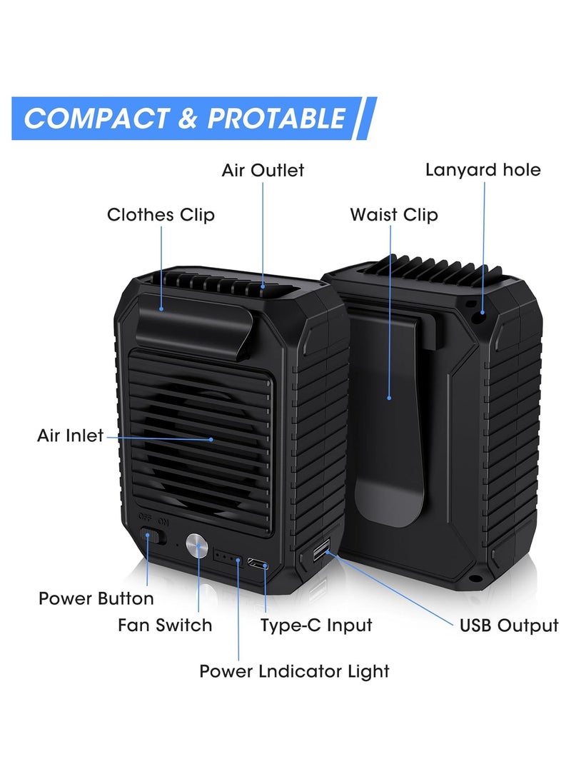Captaintech Portable Waist Clip Fan with 10000mAh Battery, Hands-free Cooling Fan with Up to 24H Runtime, 3 Speed Settings, 6500RPM Strong Airflow, Wearable Personal Fan for Outdoor Use. - Image 4
