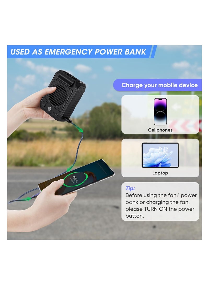 Captaintech Portable Waist Clip Fan with 10000mAh Battery, Hands-free Cooling Fan with Up to 24H Runtime, 3 Speed Settings, 6500RPM Strong Airflow, Wearable Personal Fan for Outdoor Use. - Image 2