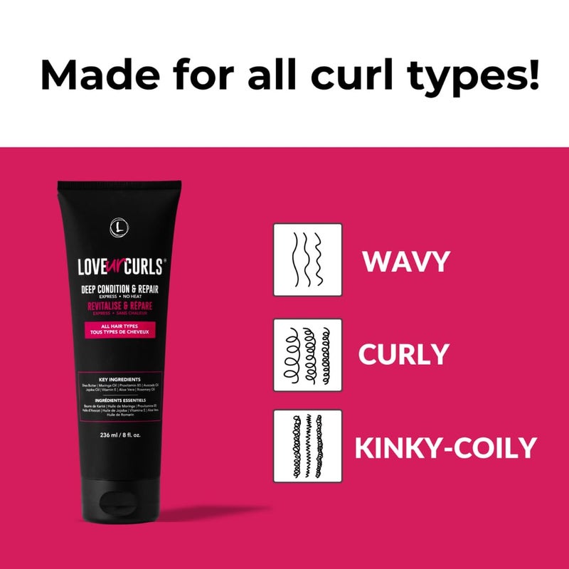 Love Ur Curls - Deep Conditioner & Repair, Moisturizing Treatment, Repairs Dry, Damaged Hair, for all Hair Types, Vegan, 236mL - Image 4