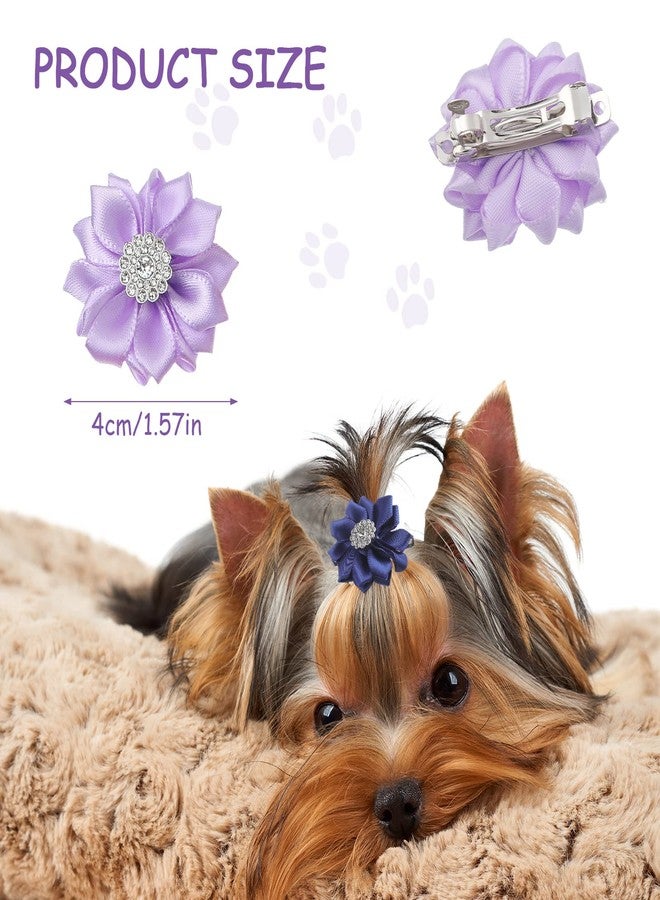 Eccliy 40 Pcs Flower Dog Hair Bows with French Barrette Hair Clips, 20 Colors, Hair Accessories for Small Dogs, Cats, Birthday Parties, and Dog Hair Flower Topknots - Image 2