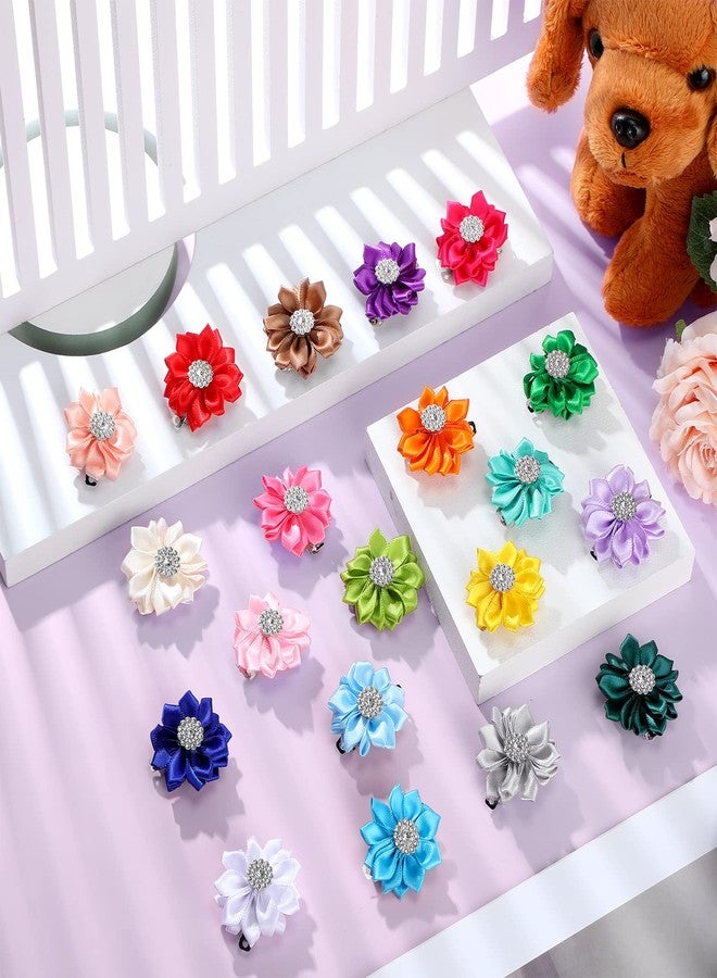 Eccliy 40 Pcs Flower Dog Hair Bows with French Barrette Hair Clips, 20 Colors, Hair Accessories for Small Dogs, Cats, Birthday Parties, and Dog Hair Flower Topknots - Image 5