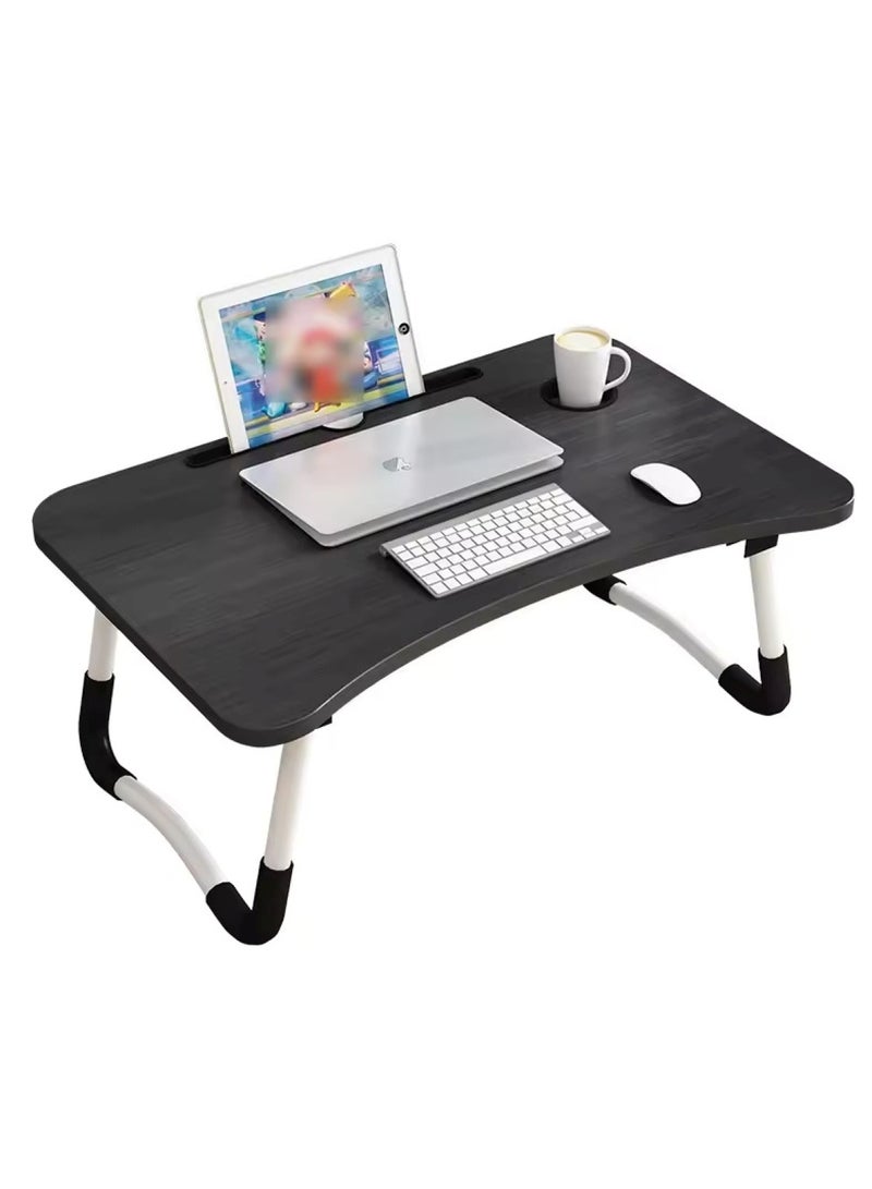 Huitich Wood Laptop Desk with Drawer, Cup Holder, and Tablet Stand Black - Image 5