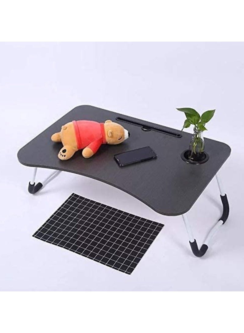 هويتك طاولة خشبية للكمبيوتر المحمول مزودة بدرج وحامل أكواب وحامل للأجهزة اللوحية (متنوعة) - Image 4