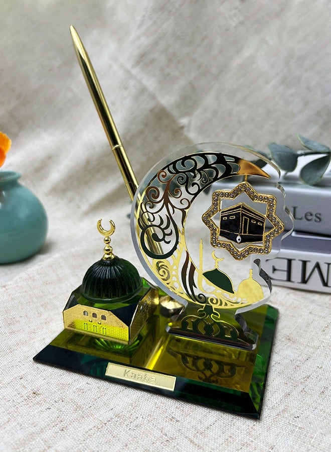 MHONGWEI Crystal Decorated Saudi Style Architectural Decoration, Islamic Pilgrimage Souvenirs, Office Desktop Ornaments - Image 1