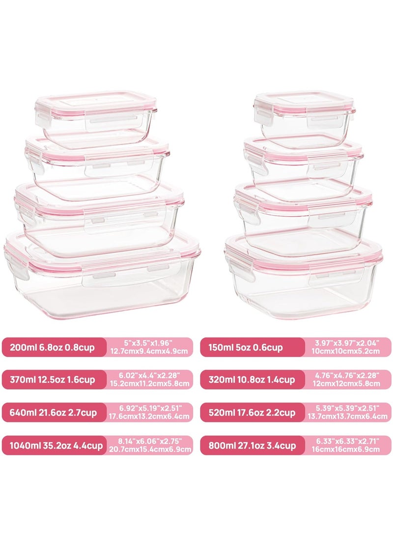 Arabest 8 عبوات زجاجية لتخزين الطعام مع أغطية محكمة الإغلاق، عبوات تحضير الوجبات الزجاجية، عبوات الغداء للميكروويف، الفرن، الفريزر وغسالة الصحون، خالية من BPA - Image 2