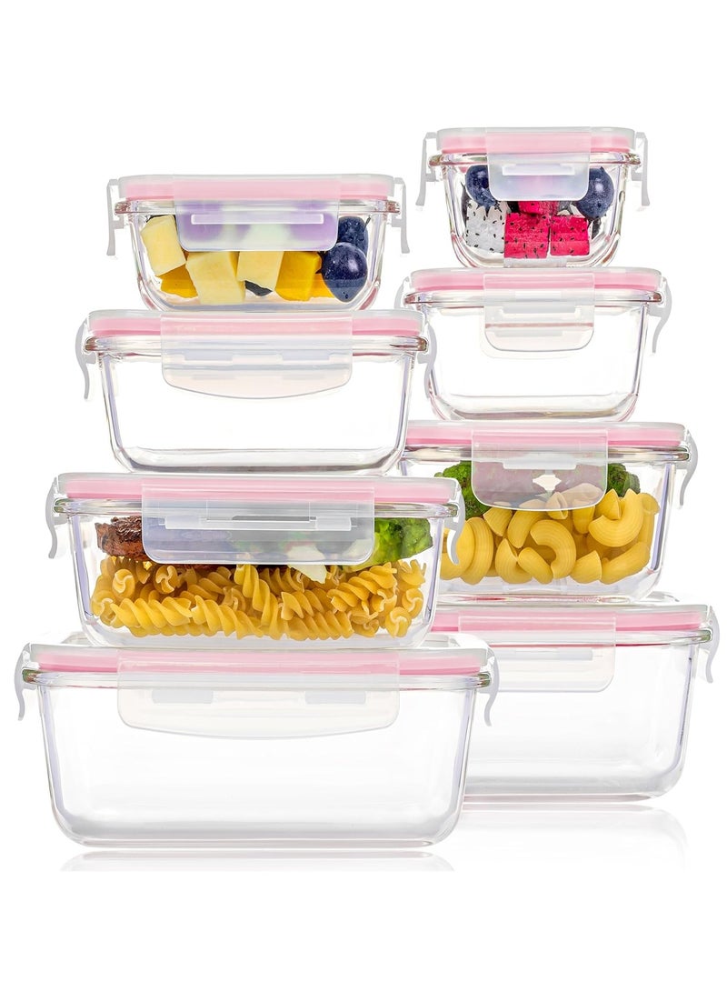 Arabest 8 عبوات زجاجية لتخزين الطعام مع أغطية محكمة الإغلاق، عبوات تحضير الوجبات الزجاجية، عبوات الغداء للميكروويف، الفرن، الفريزر وغسالة الصحون، خالية من BPA - Image 1
