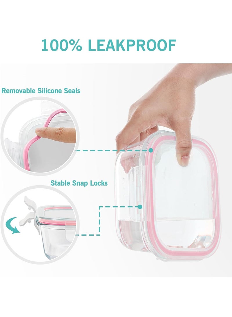 Arabest 8 عبوات زجاجية لتخزين الطعام مع أغطية محكمة الإغلاق، عبوات تحضير الوجبات الزجاجية، عبوات الغداء للميكروويف، الفرن، الفريزر وغسالة الصحون، خالية من BPA - Image 3