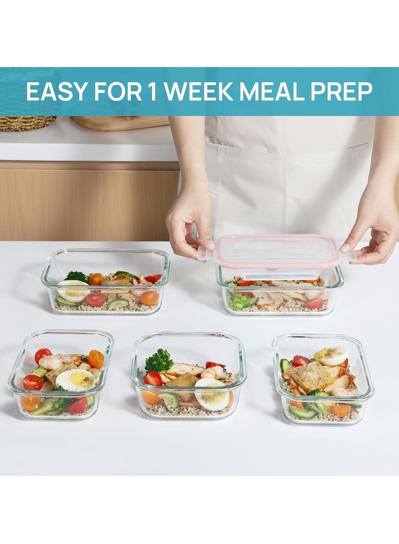 Arabest 8 عبوات زجاجية لتخزين الطعام مع أغطية محكمة الإغلاق، عبوات تحضير الوجبات الزجاجية، عبوات الغداء للميكروويف، الفرن، الفريزر وغسالة الصحون، خالية من BPA - Image 5