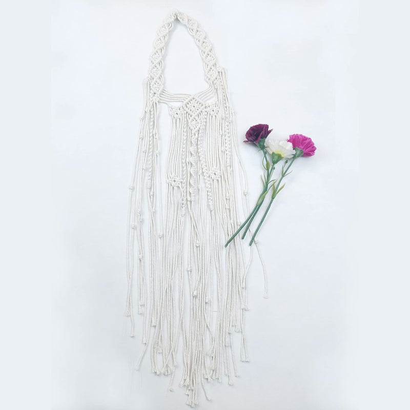 kiido Wedding Veil Bride Headpiece Boho headband Handmade Macrame Bohemian Bridal Tiara Headdress-39 inches - Image 5
