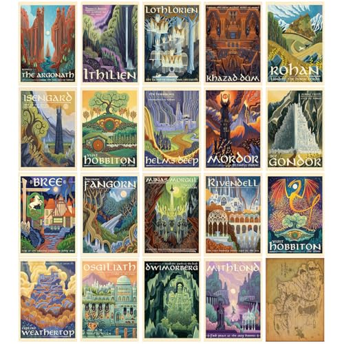 Meksular Middle Earth Landscape Wall Art Prints Canvas PaintingFantasy Posters Wall Pictures For Travel Gift Canvas Art with Frames For Office Home Decor Bedroom Living Room Decor - Image 1