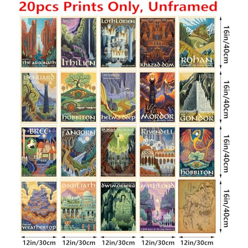 Meksular Middle Earth Landscape Wall Art Prints Canvas PaintingFantasy Posters Wall Pictures For Travel Gift Canvas Art with Frames For Office Home Decor Bedroom Living Room Decor - Image 3