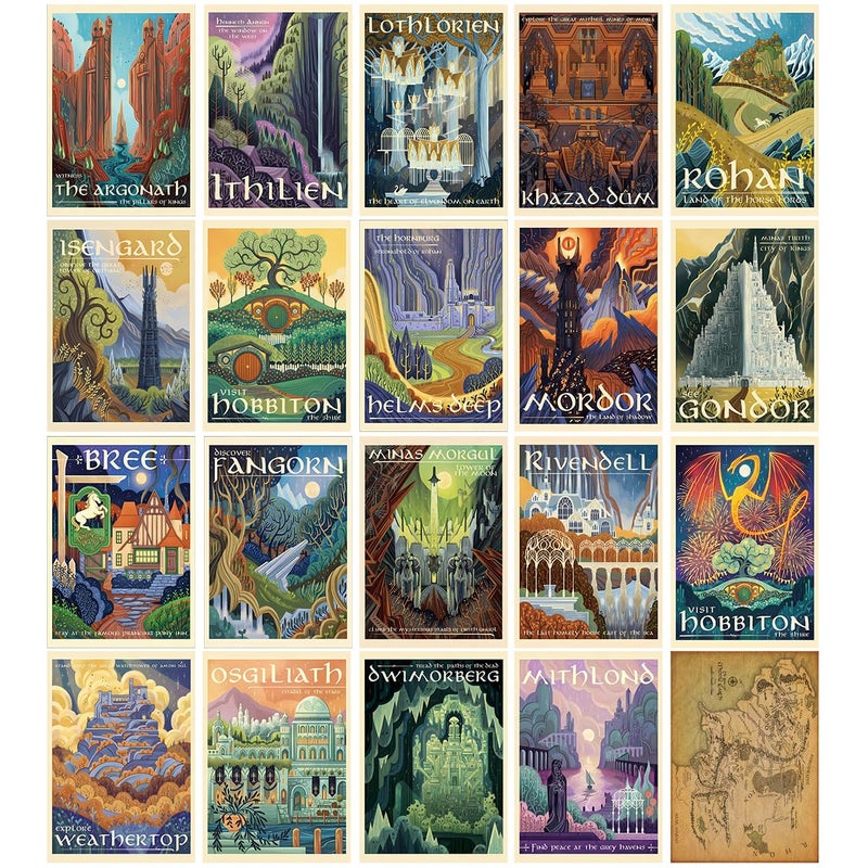 Meksular Middle Earth Landscape Wall Art Prints Canvas PaintingFantasy Posters Wall Pictures For Travel Gift Canvas Art with Frames For Office Home Decor Bedroom Living Room Decor - Image 2