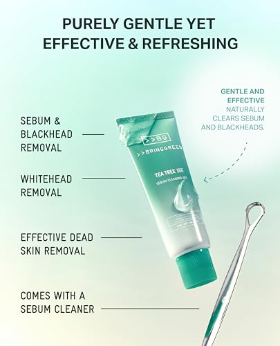 BRING GREEN Tea Tree Cica Sebum Cleaning Gel Set Korean Blackhead Remover Pore Minimizer with Pore Cleaner Tool Sebum Softener for Face Nose Chin Gentle Alternative to Pore Strips Vacuums - Image 3