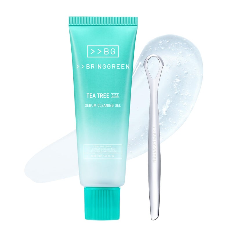BRING GREEN Tea Tree Cica Sebum Cleaning Gel Set Korean Blackhead Remover Pore Minimizer with Pore Cleaner Tool Sebum Softener for Face Nose Chin Gentle Alternative to Pore Strips Vacuums - Image 2