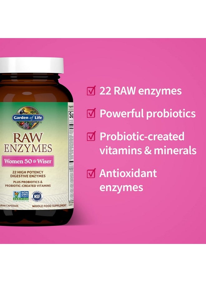 Garden of Life 22 Digestive Enzymes For Women 50 & Over With Bromelain Papain & Lactase Plus Probiotics & Vitamins B12 Biotin & Zinc Raw Enzymes Nongmo Glutenfree Vegetarian 90 Capsules  - Image 4