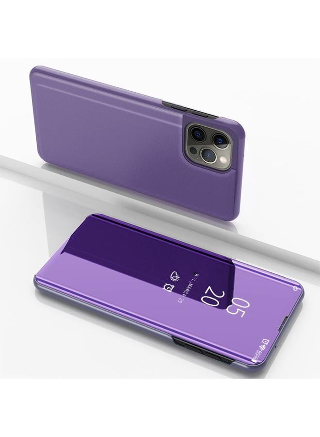 إيروريكس جراب لهاتف iPhone 15 Pro Max مصنوع من الجلد مع حامل وغطاء مرآة أفقي - Image 1