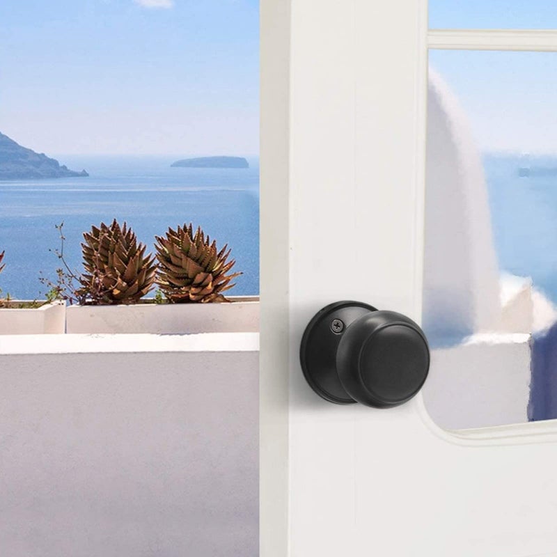 Probrico Black Half Dummy Door Knob Round Non-Turning Inactive Door Knob For Closet French Door 8 Pack - Image 2