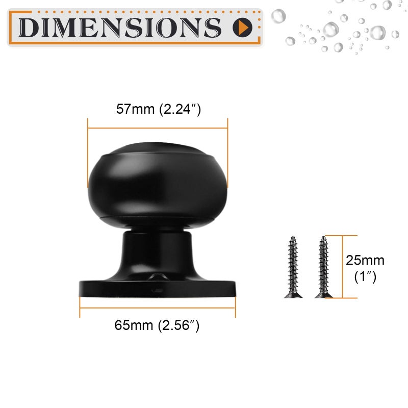 Probrico Black Half Dummy Door Knob Round Non-Turning Inactive Door Knob For Closet French Door 8 Pack - Image 3