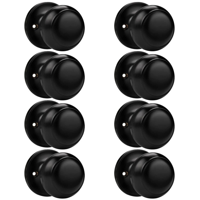 Probrico Black Half Dummy Door Knob Round Non-Turning Inactive Door Knob For Closet French Door 8 Pack - Image 1