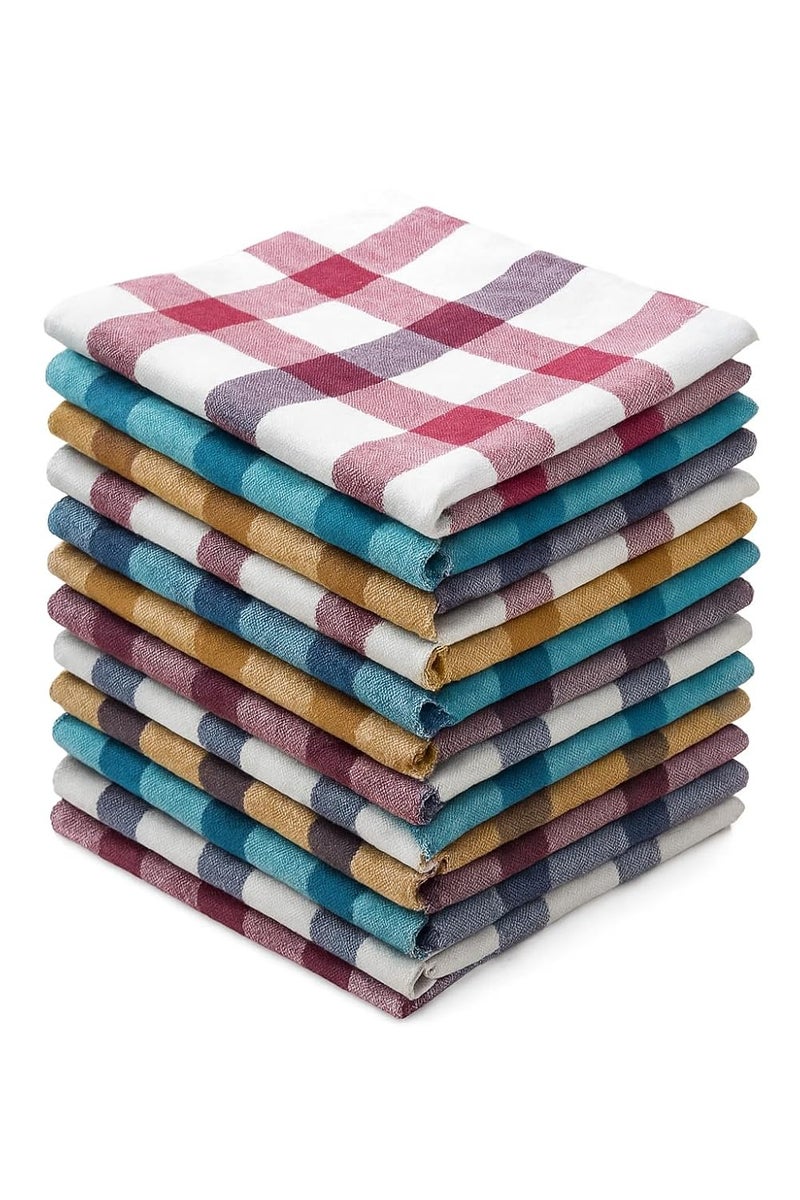Space Fly Cotton Kitchen Napkins 20x20 Inches – Multicolor Checkered Cloth Set | Soft & Absorbent Roti Wrap, Table Napkin, Tea Towel, Duster for Kitchen Cleaning & Dining Use (6) - Image 1
