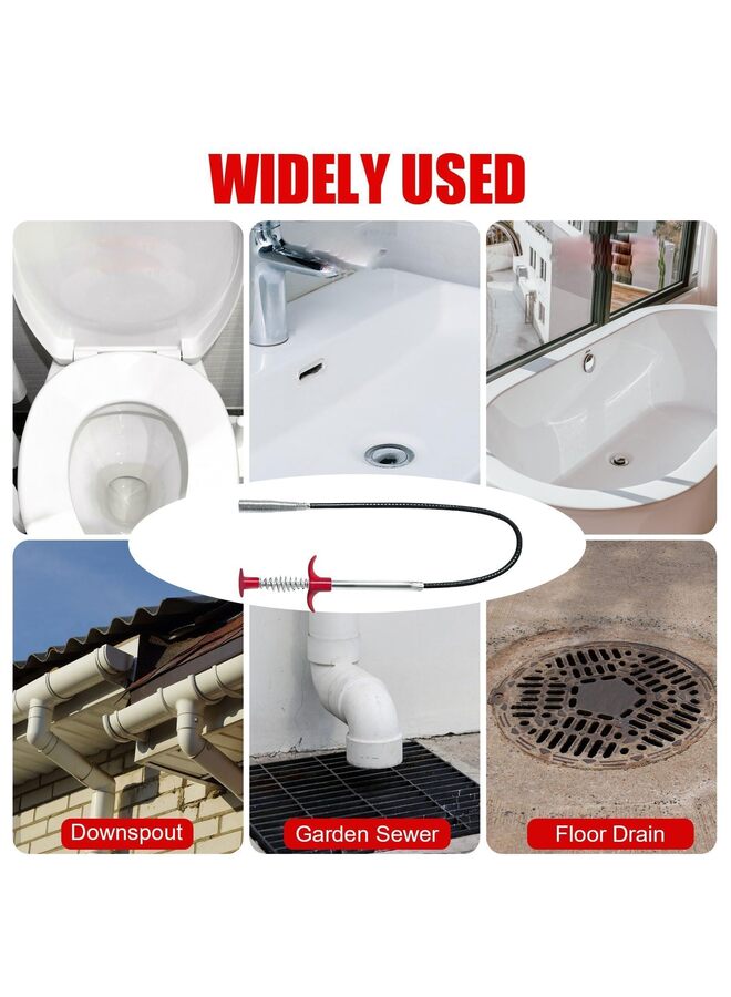 أداة تسليك البالوعات بطول 35 بوصة لإزالة انسدادات الشعر - منظف بالوعات الأحواض والمراحيض والحمامات والدش والمطابخ والحمامات وأحواض الاستحمام المسدودة (الحجم: 0.9 متر) - Image 4