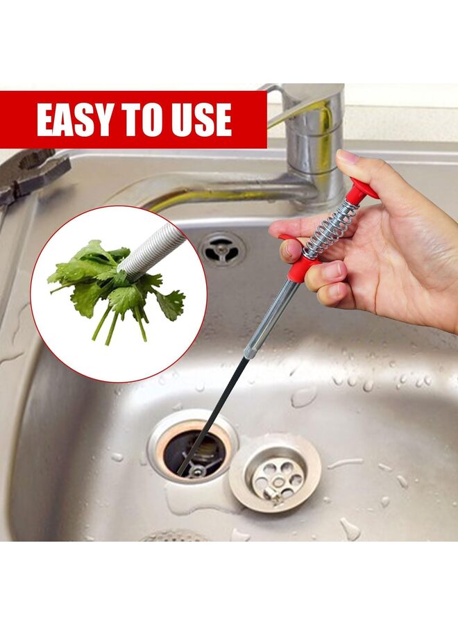 أداة تسليك البالوعات بطول 35 بوصة لإزالة انسدادات الشعر - منظف بالوعات الأحواض والمراحيض والحمامات والدش والمطابخ والحمامات وأحواض الاستحمام المسدودة (الحجم: 0.9 متر) - Image 5