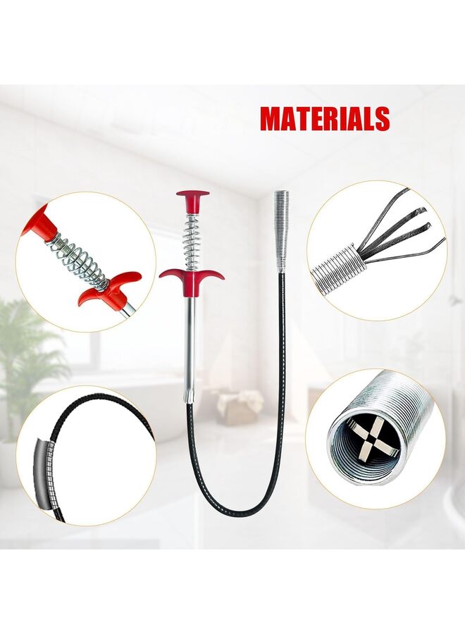 أداة تسليك البالوعات بطول 35 بوصة لإزالة انسدادات الشعر - منظف بالوعات الأحواض والمراحيض والحمامات والدش والمطابخ والحمامات وأحواض الاستحمام المسدودة (الحجم: 0.9 متر) - Image 3