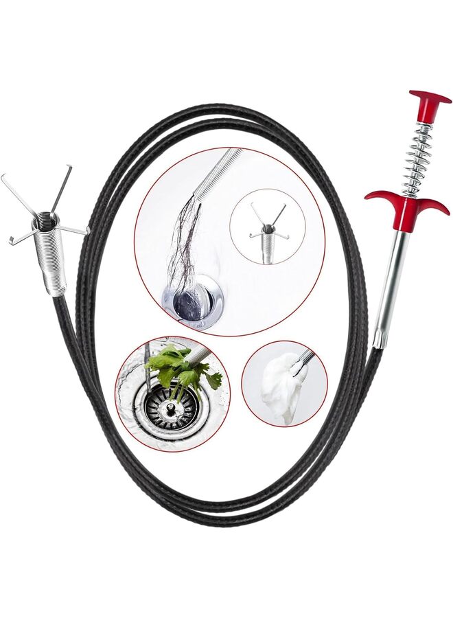 أداة تسليك البالوعات بطول 35 بوصة لإزالة انسدادات الشعر - منظف بالوعات الأحواض والمراحيض والحمامات والدش والمطابخ والحمامات وأحواض الاستحمام المسدودة (الحجم: 0.9 متر) - Image 1