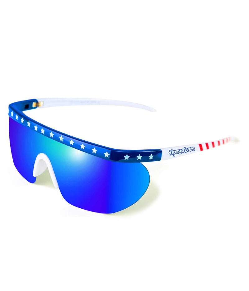 Tipsy Elves Say Can You See Sunglasses - Red White and Blue USA Patriotic American Flag Sunglasses - Image 1
