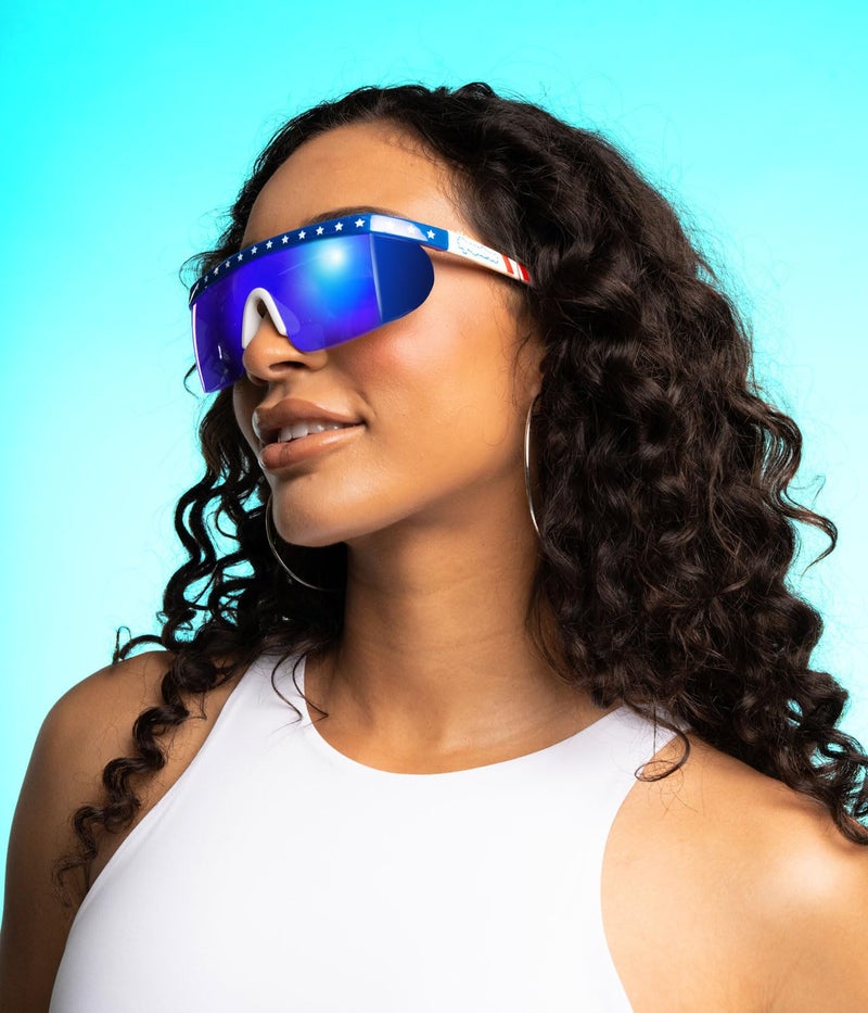 Tipsy Elves Say Can You See Sunglasses - Red White and Blue USA Patriotic American Flag Sunglasses - Image 5